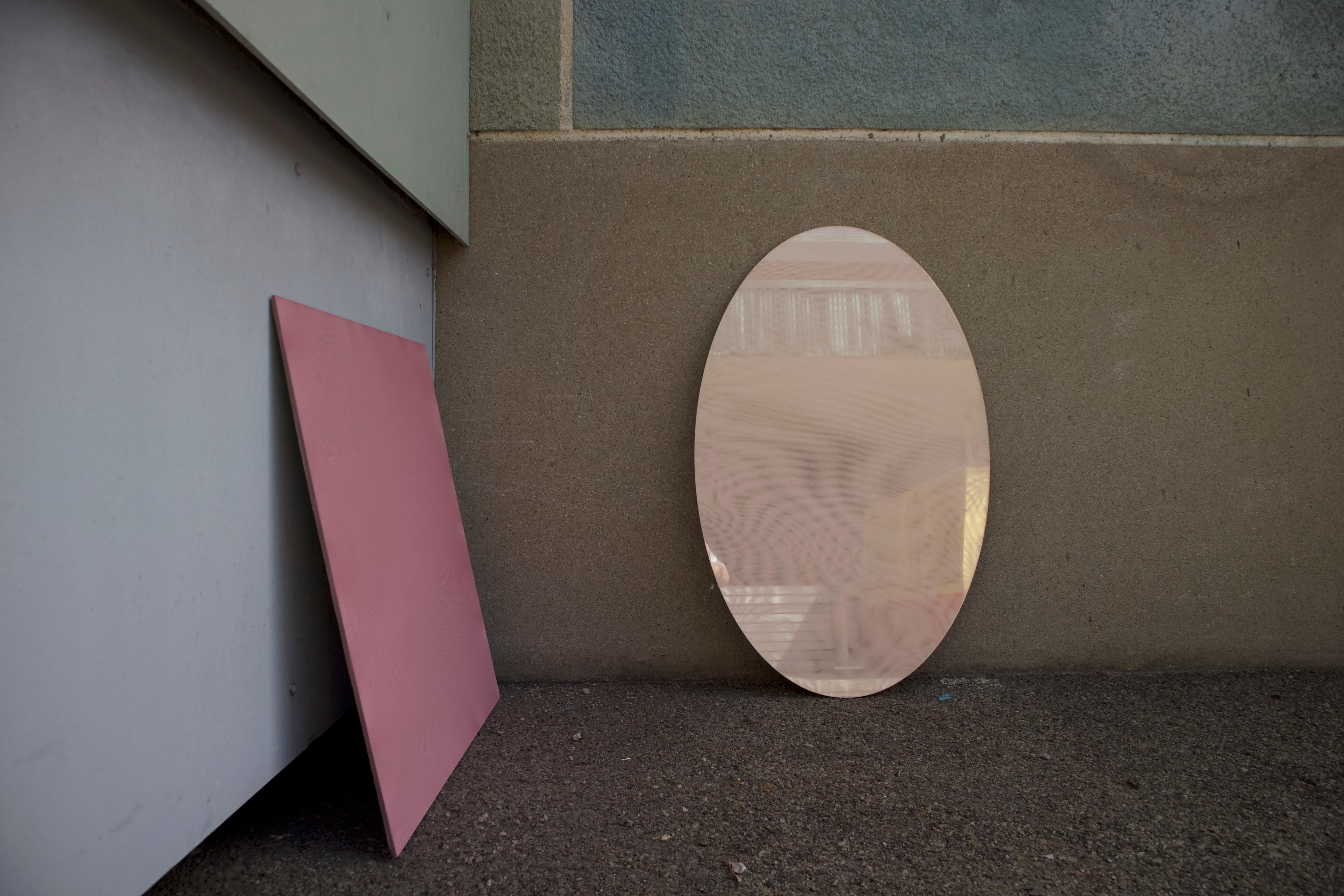 Modern Moiré Oval Mirror by Kajsa Willner