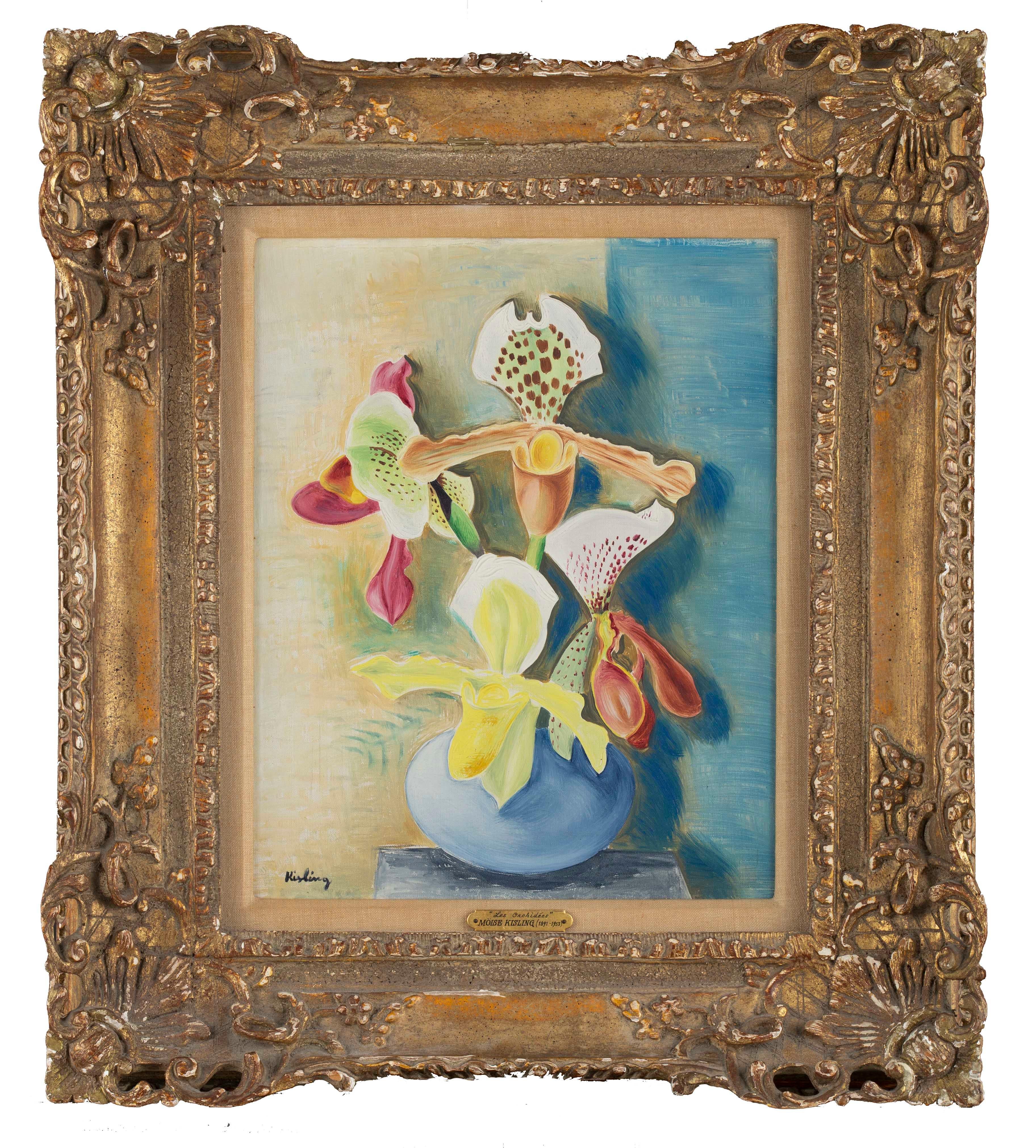 Schöne farbige Blumen, Öl auf Leinwand, Gemälde von Moise Kisling  im Angebot 1