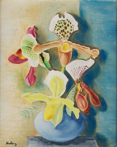 Beautiful colored flowers oil on canvas painting by Moise Kisling 