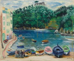 Le Port de Portofino by Moïse Kisling - Port scene painting in Italy
