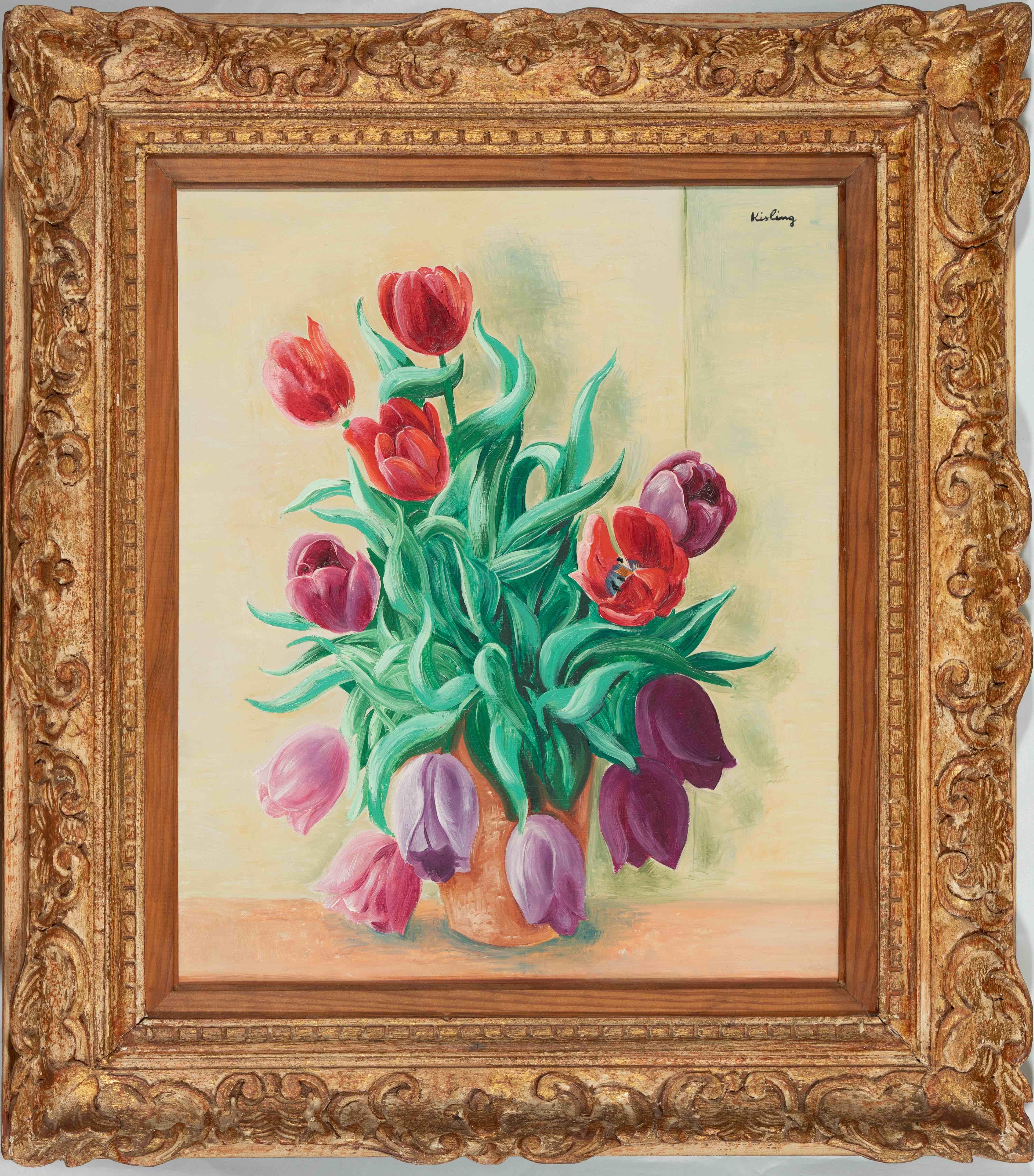 Tulpen von Moise Kisling - Stilleben, Figurative Malerei im Angebot 1