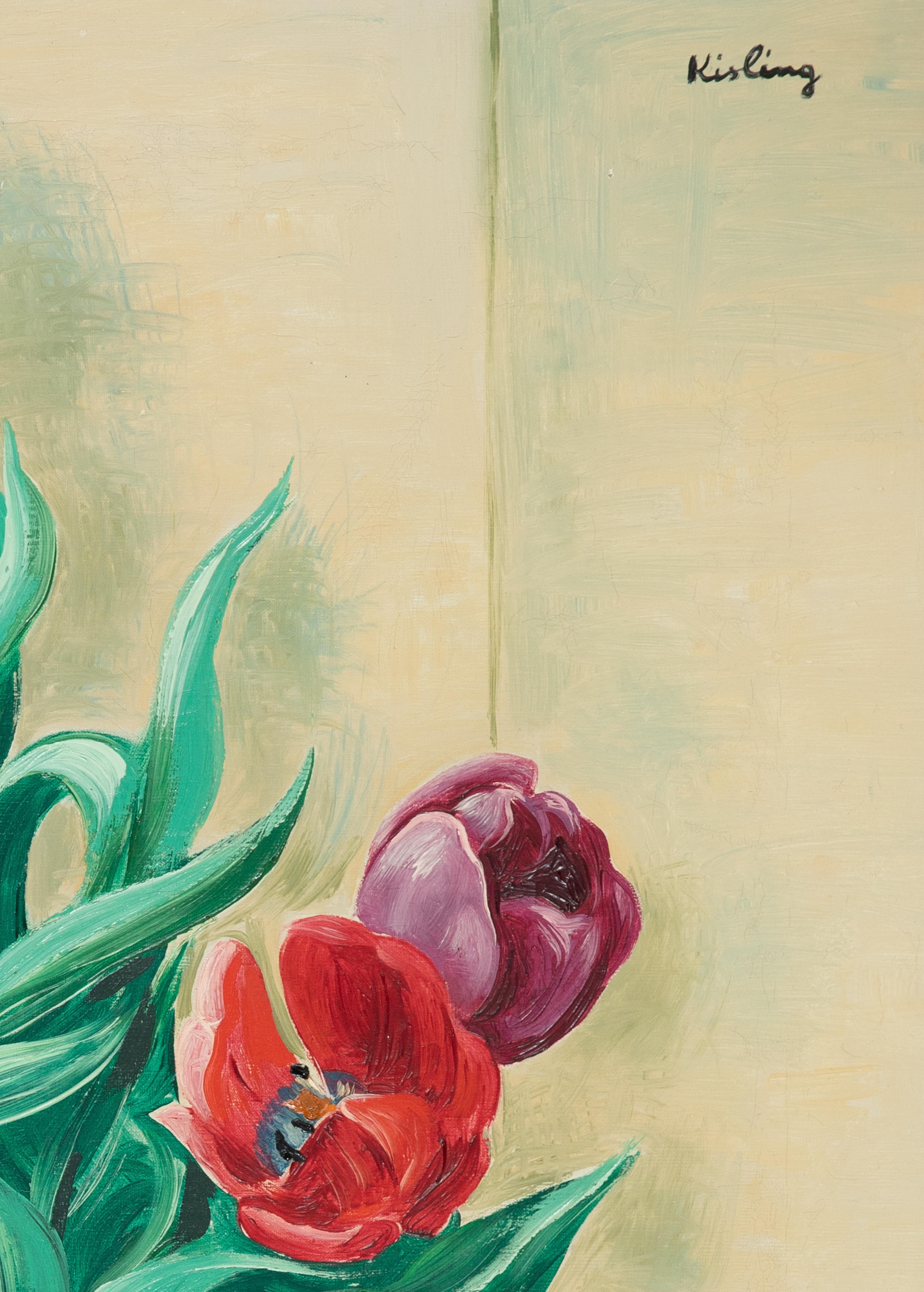 Tulpen von Moise Kisling - Stilleben, Figurative Malerei im Angebot 3