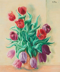 Tulipani di Moise Kisling - Natura morta, pittura figurativa