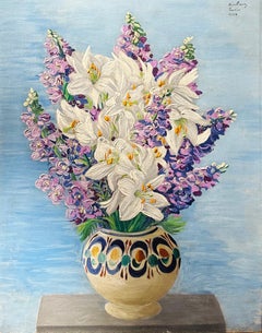 Vase of Flowers, 1949, vibrant, gorgeous pastel colors oil on canvas painting