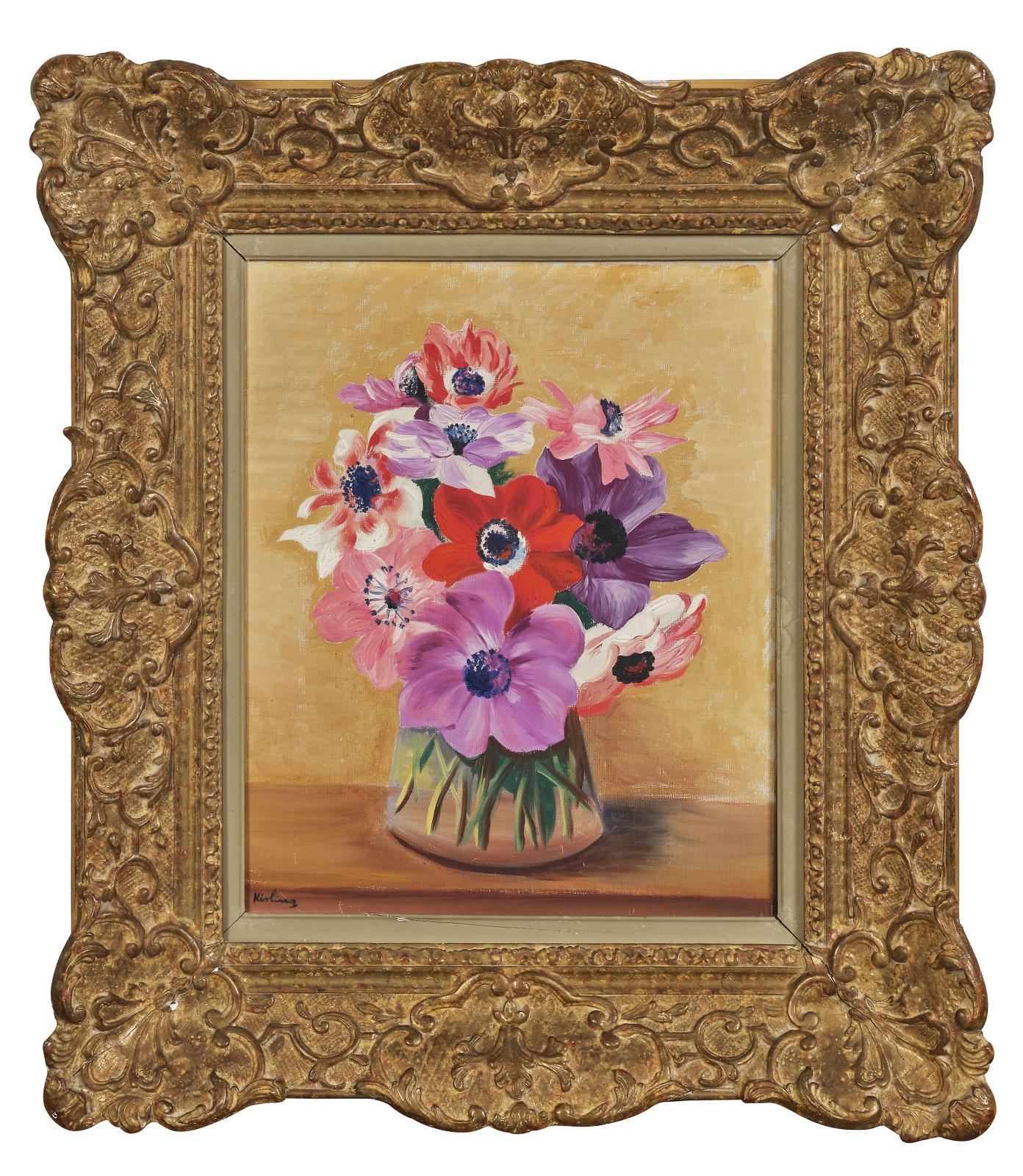 Vase der Blumen Öl bunt figurative Malerei im Angebot 1