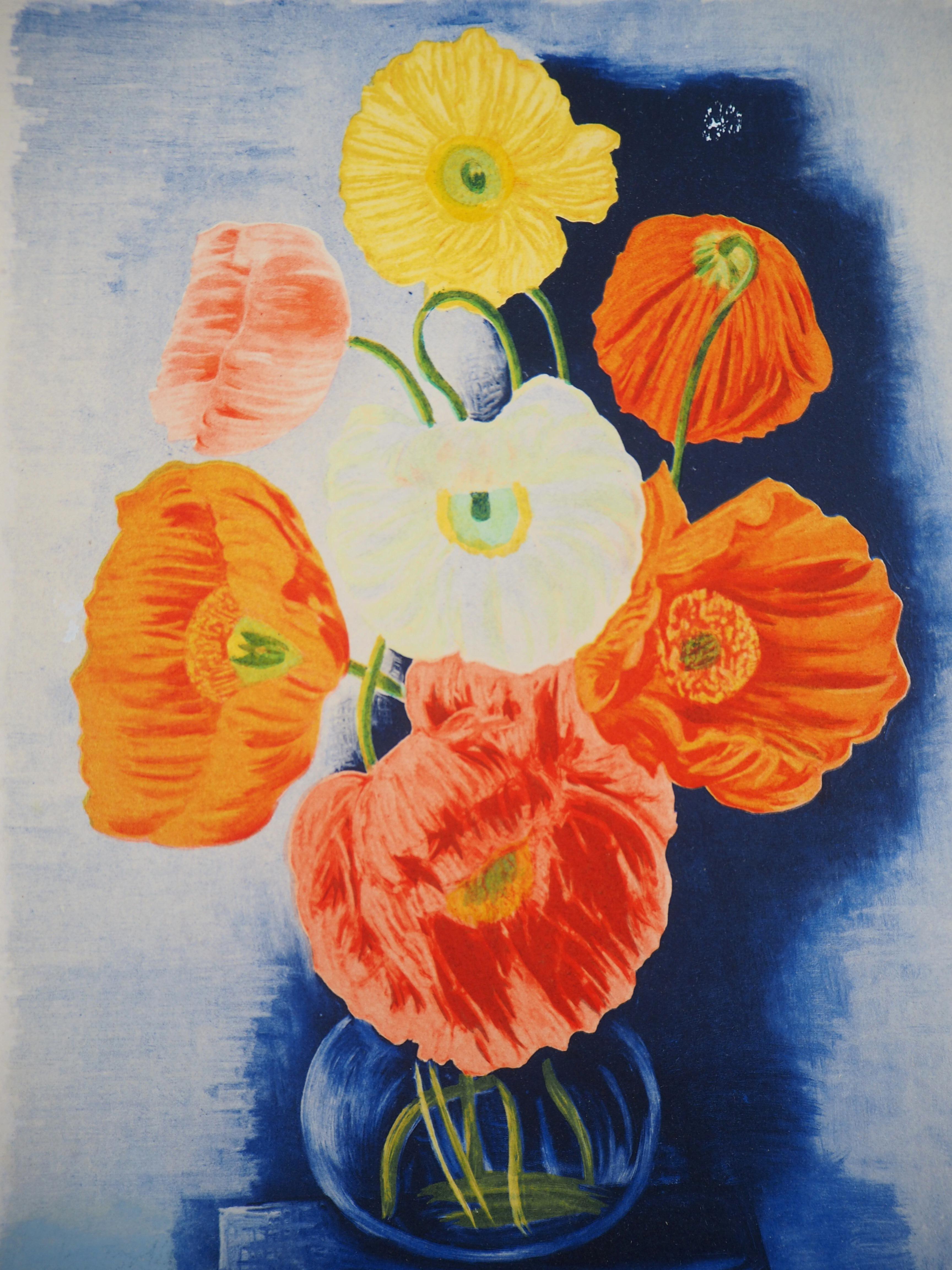 Bouquet of Poppies - Original Lithograph - Print by Moise Kisling