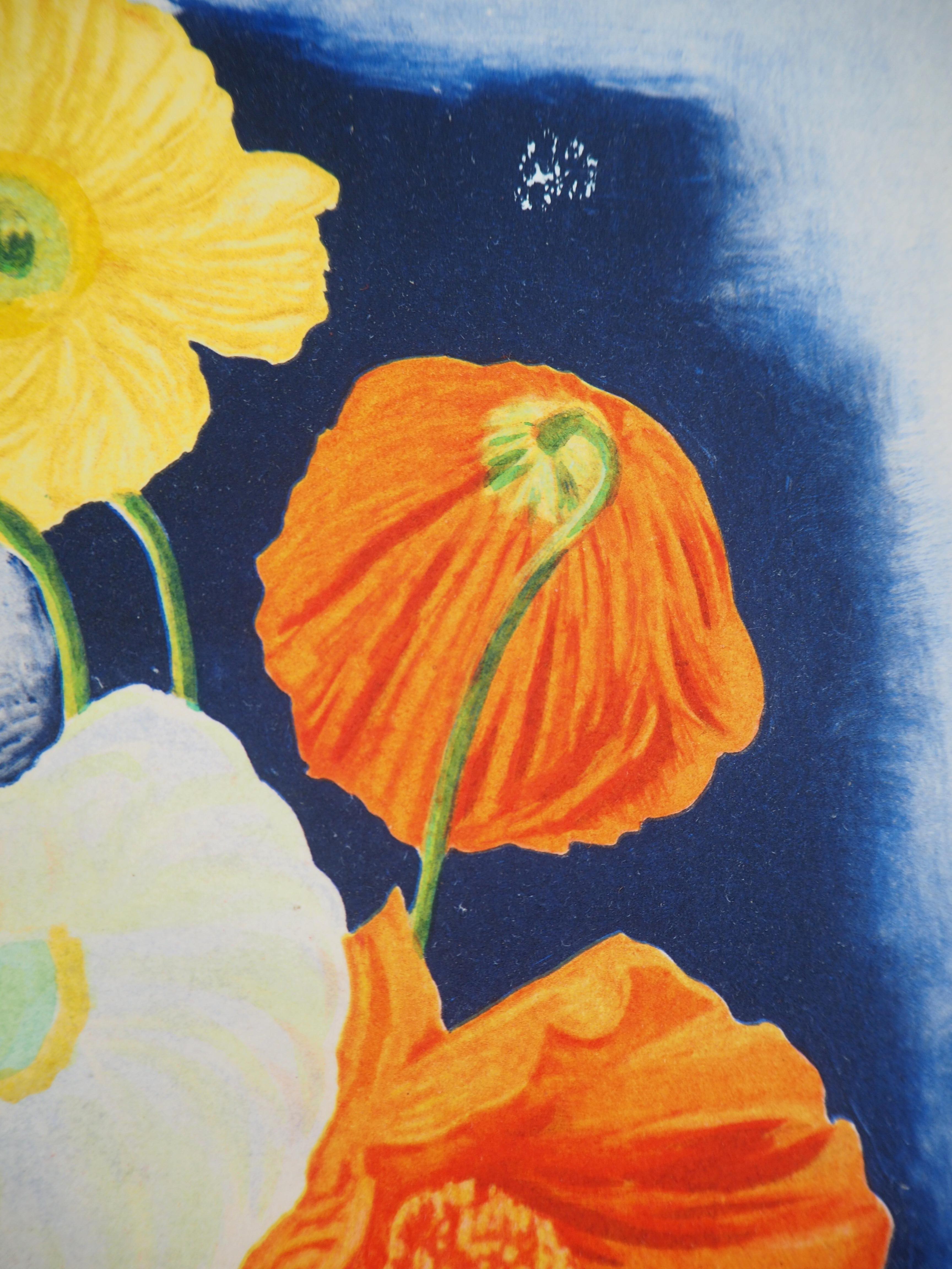 Bouquet of Poppies - Original Lithograph - Modern Print by Moise Kisling