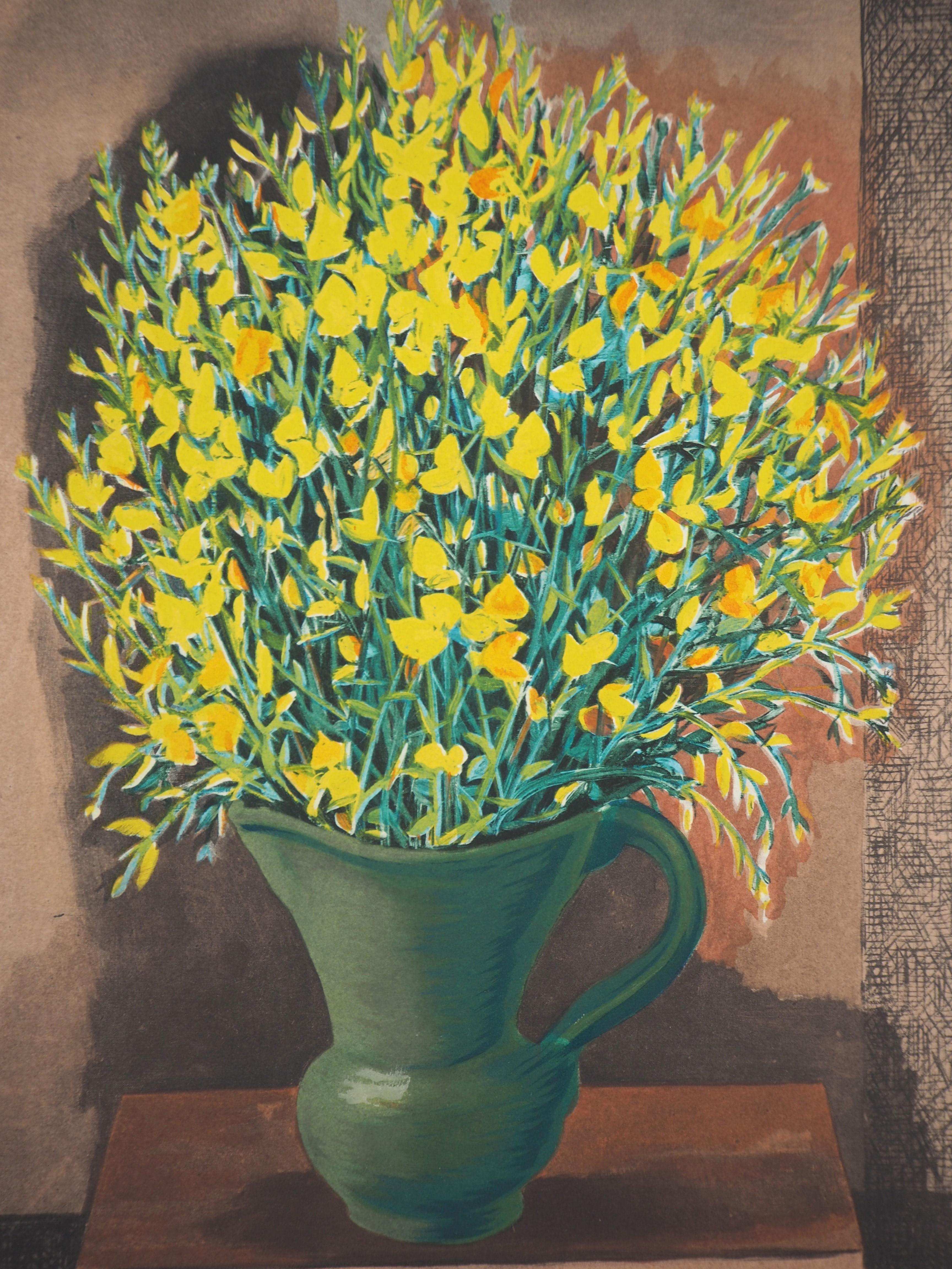 Bouquet of Yellow Wild Flowers - Original Lithograph - Print by Moise Kisling