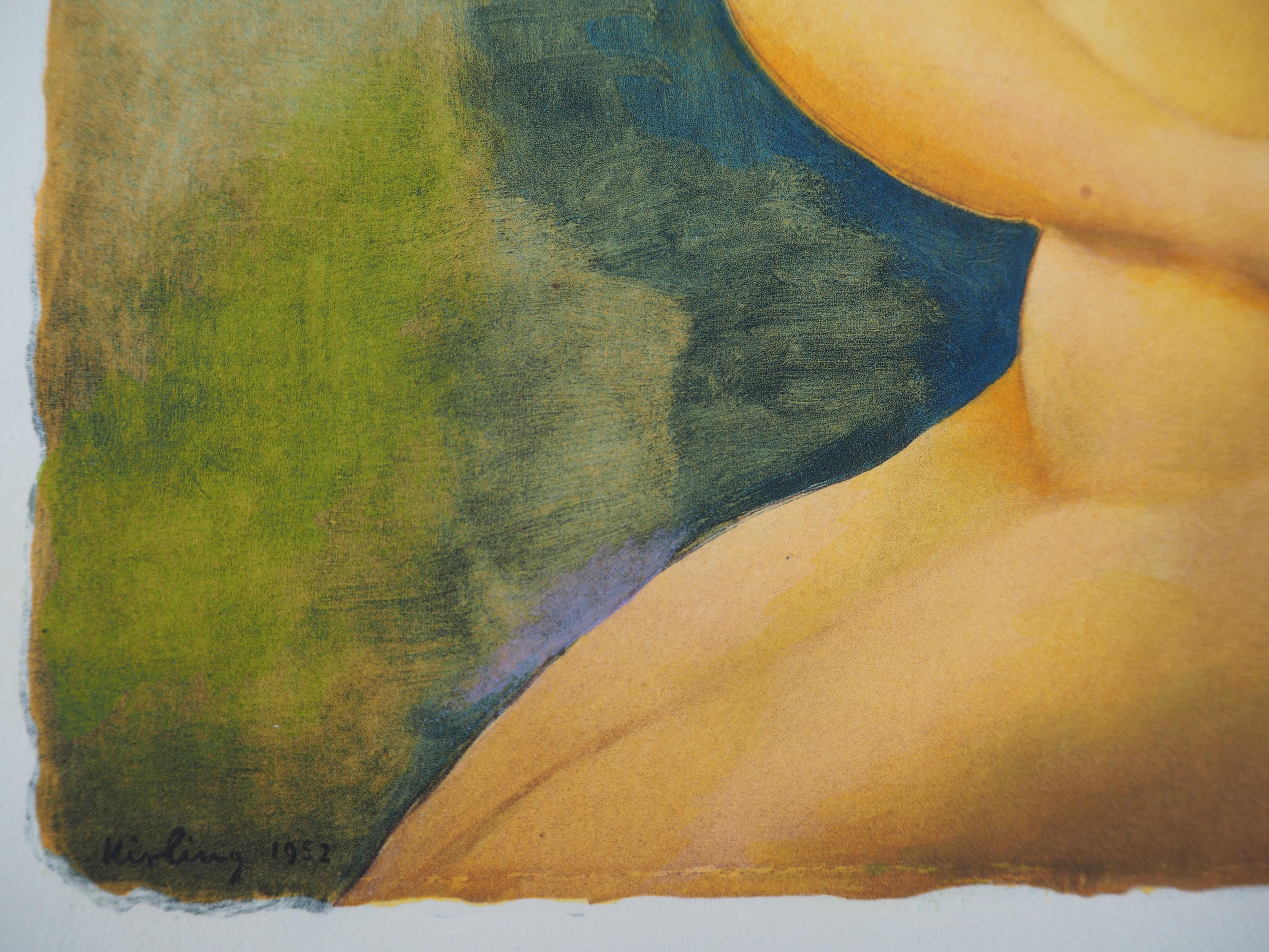 Dreaming Nude - Lithograph - Print by Moise Kisling