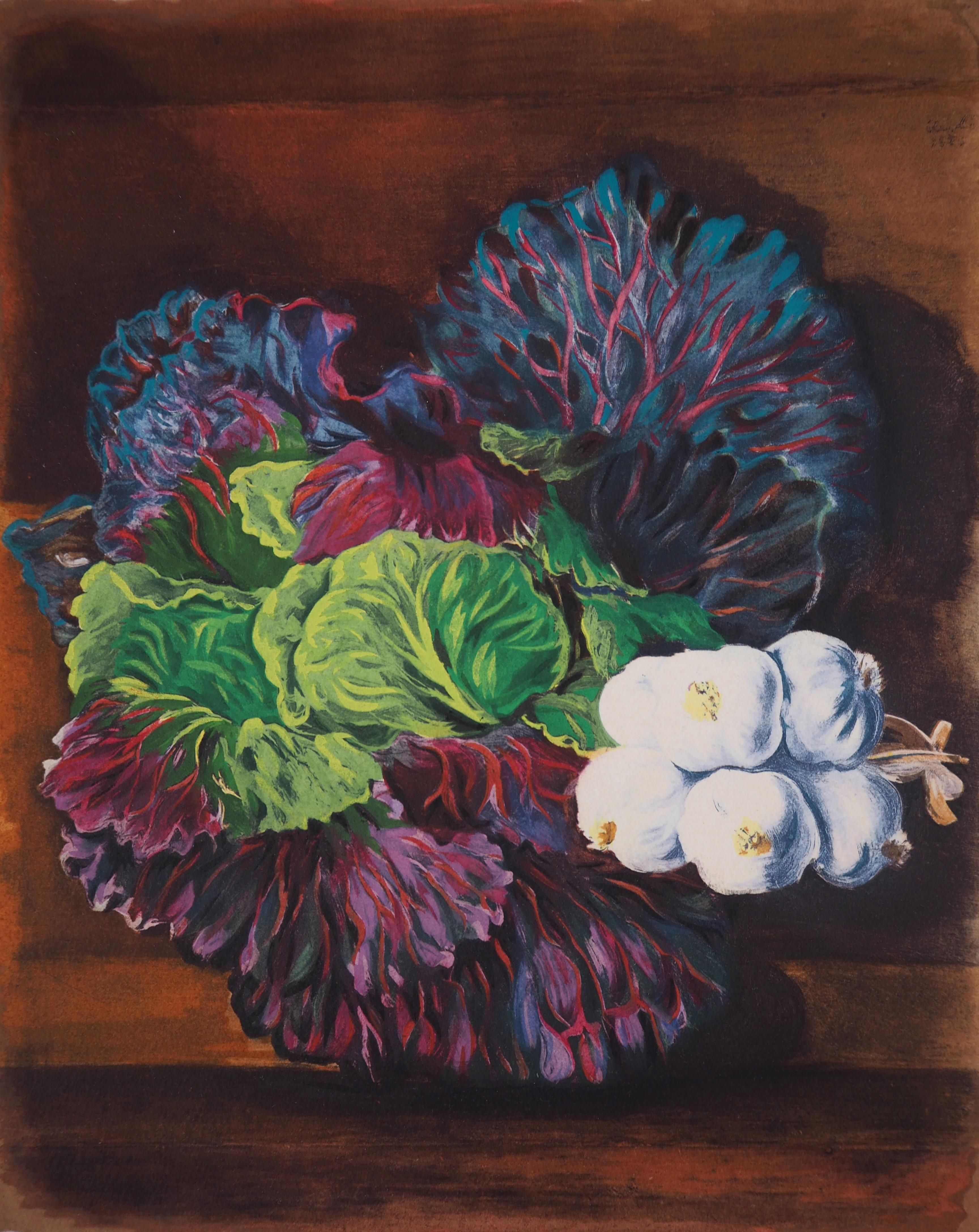Still-life with Cabbage and Garlic - Original Lithograph - Print by Moise Kisling