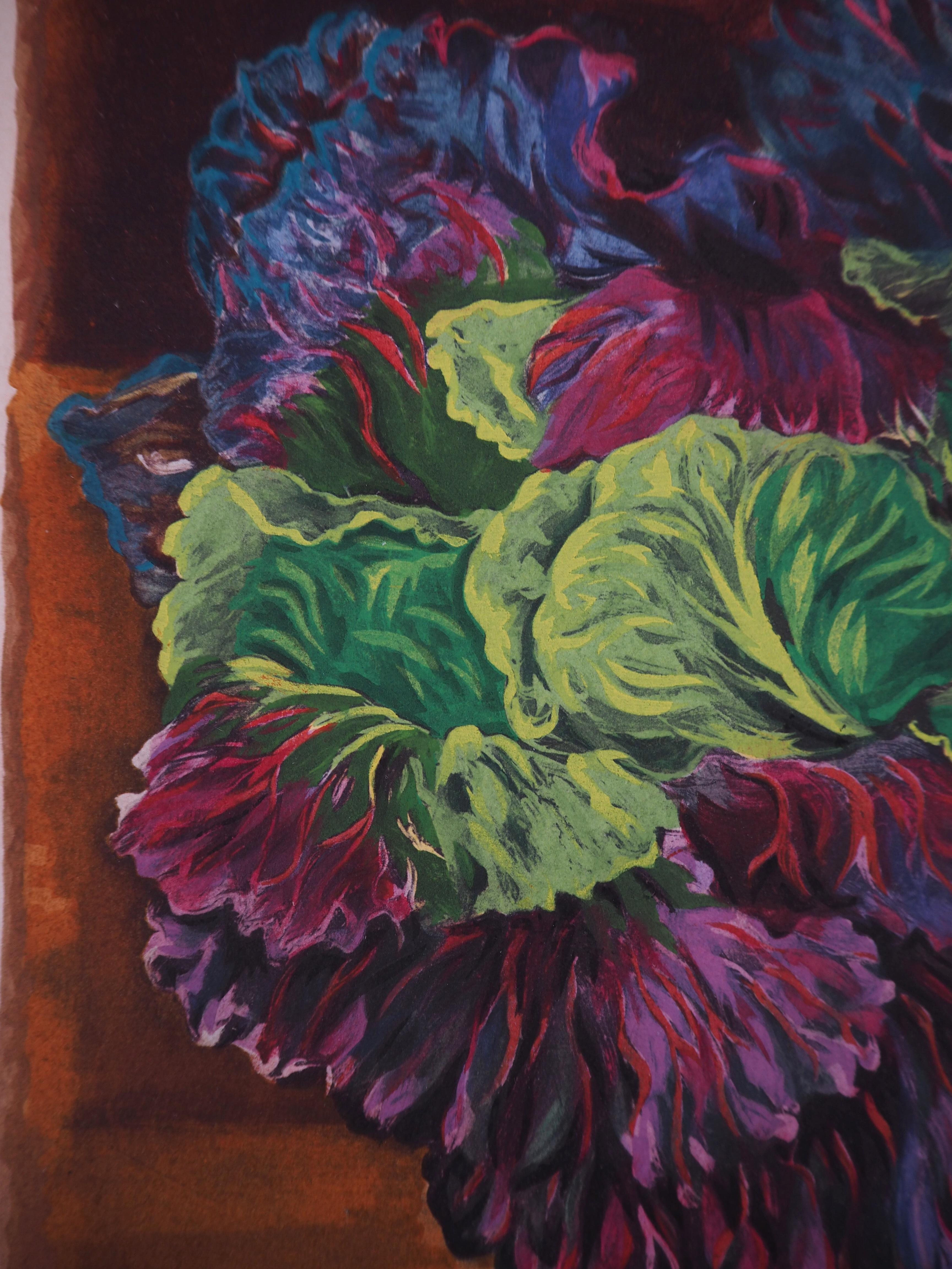 Still-life with Cabbage and Garlic - Original Lithograph - Modern Print by Moise Kisling