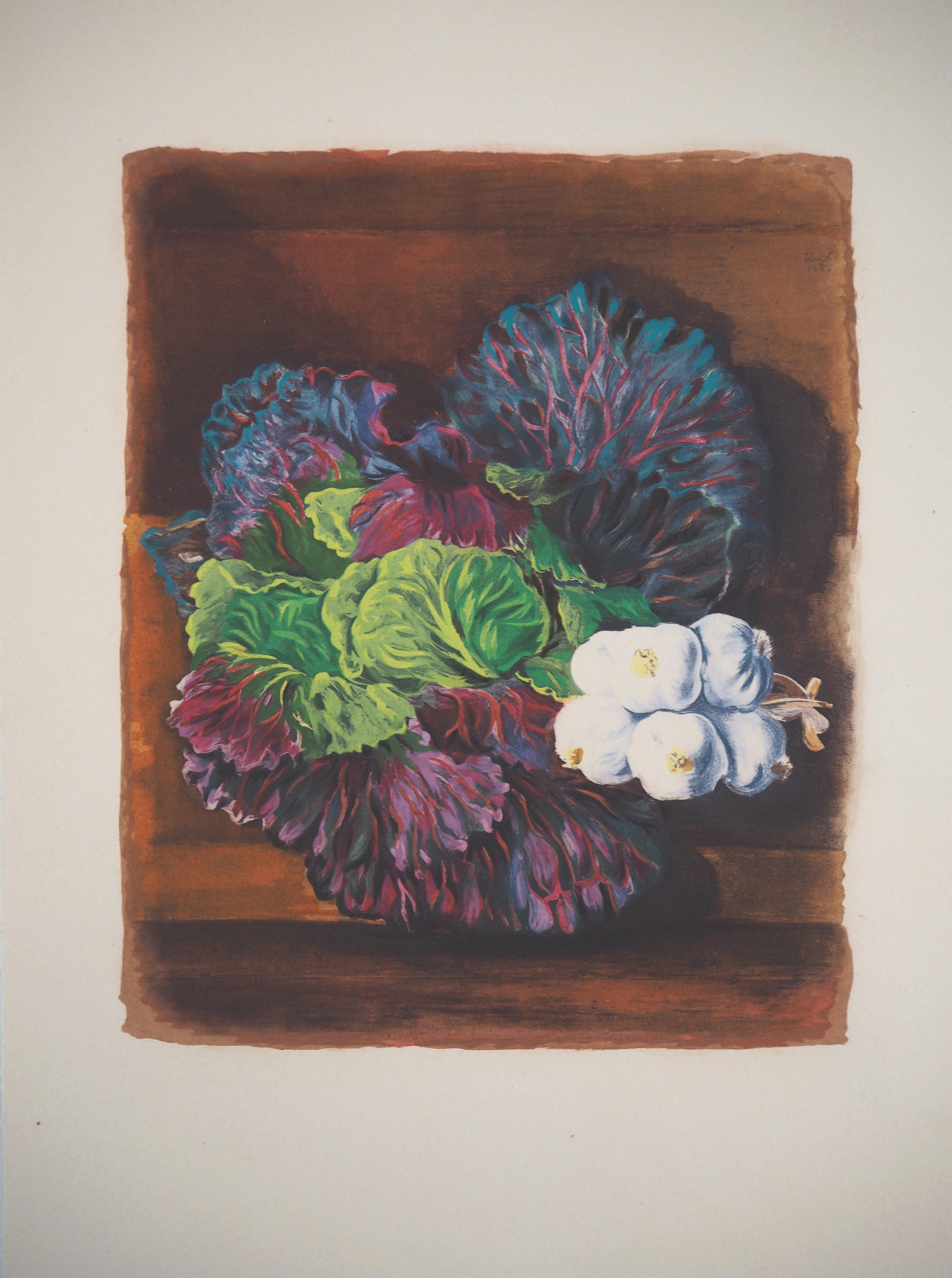 Still-life with Cabbage and Garlic - Original Lithograph