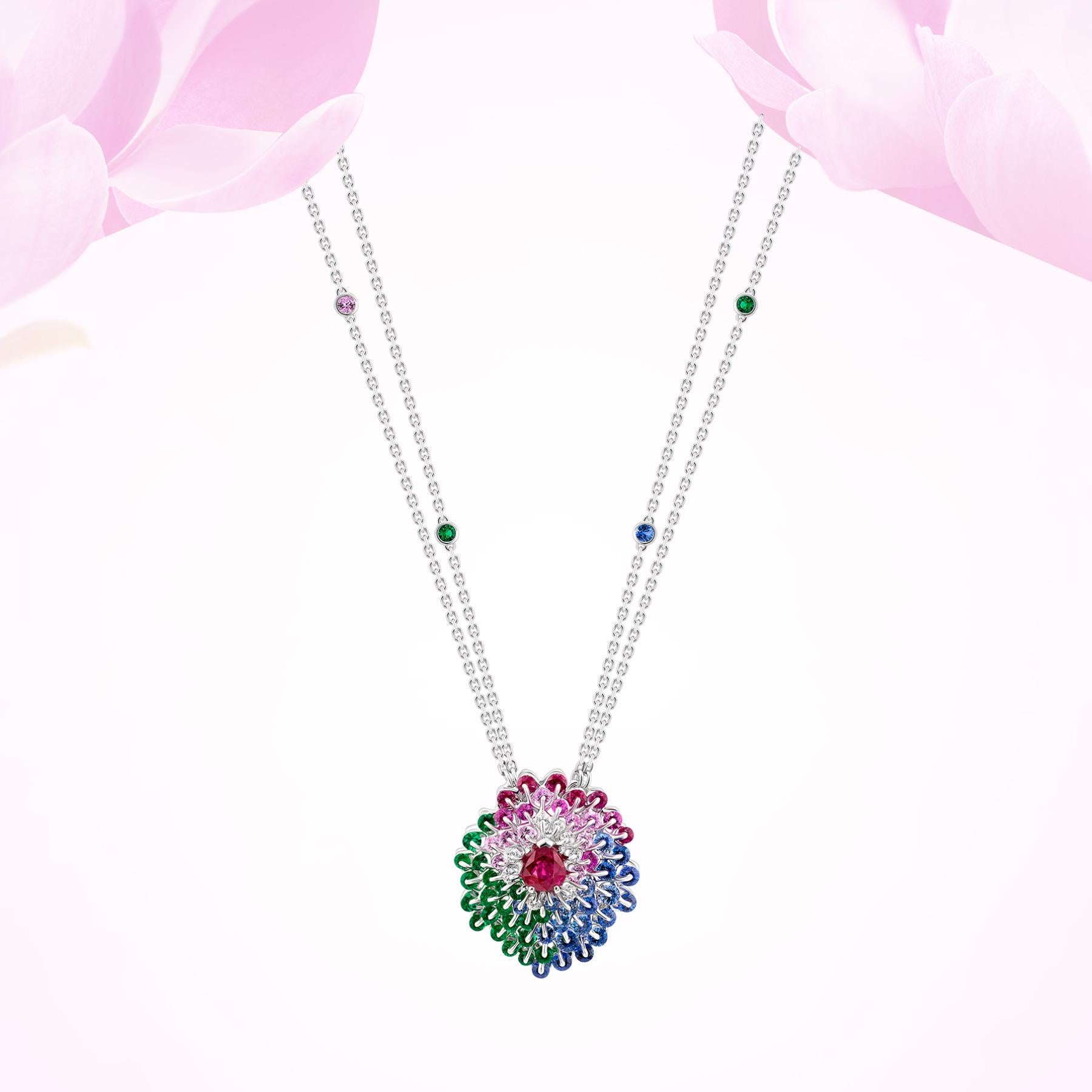 Collana di rubini senza calore MOISEIKIN 1,64ct in vendita 2