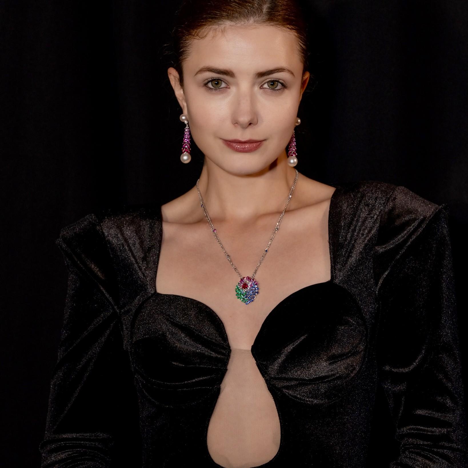 Collana di rubini senza calore MOISEIKIN 1,64ct in vendita 3