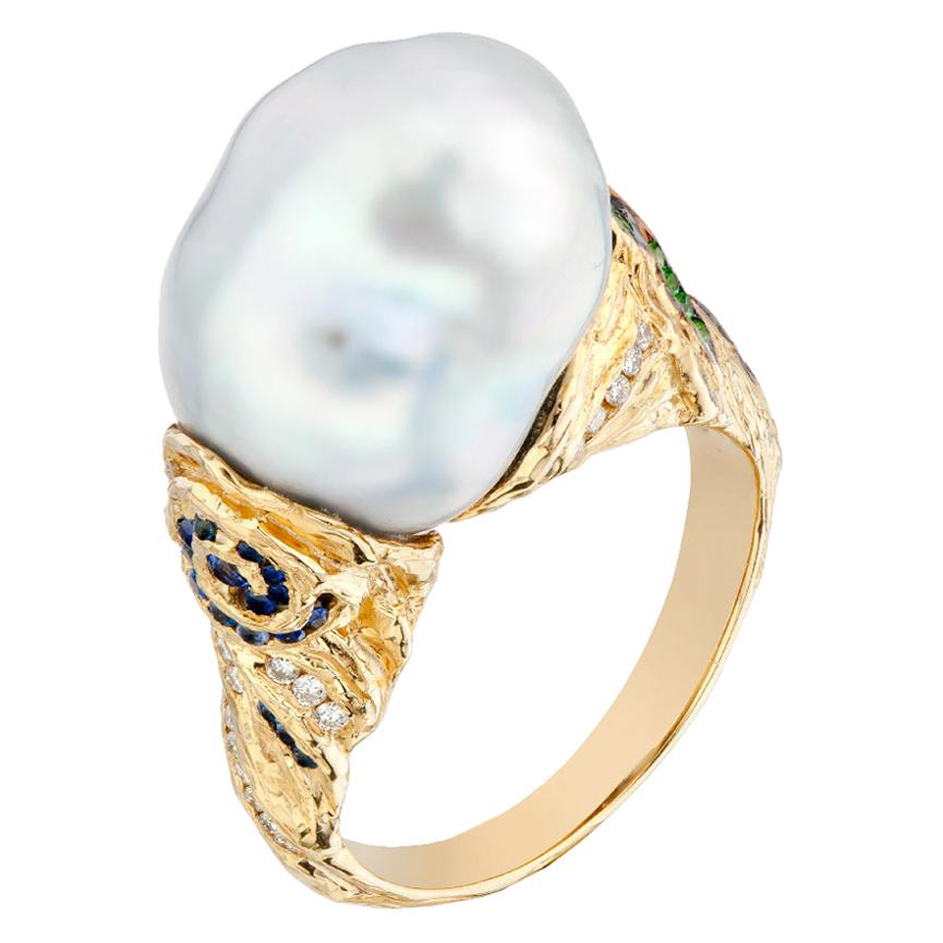 Moiseikin 18 Karat Gold Baroque Pearl Handmade Ring