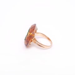 Moiseikin 18 Karat Gold Citrine Demantoid Garnet Sunflower Ring