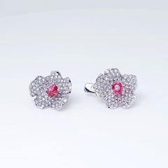 MOISEIKIN 18 Karat Gold Diamond Neon Pink Spinel Earrings
