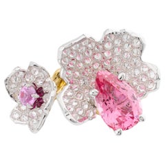 MOISEIKIN Bague en or 18 carats Diamond No Heat Pink Spinel