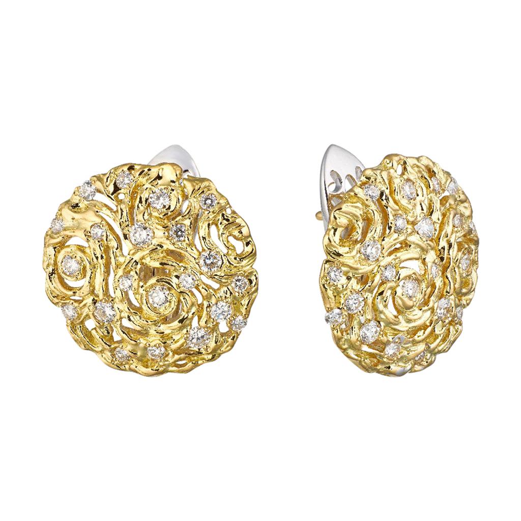 MOISEIKIN 18 Karat Gold Diamond Starry Night Earrings For Sale