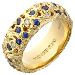 MOISEIKIN 18 Karat Gold Diamond Sapphire Starry Night Infinity Ring