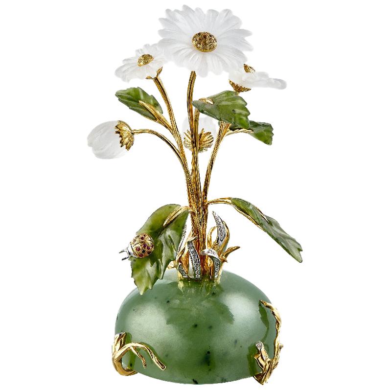 Moiseikin 18 Karat Gold Flower Miniature Chamomile Interior Decoration