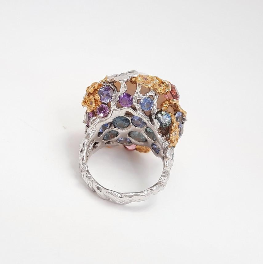 sapphire and pearl ring