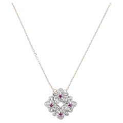 MOISEIKIN 18 Karat White Gold 1 carat Diamond Flower Pendant Necklace