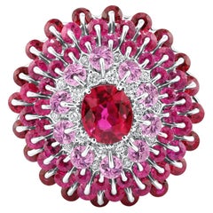 MOISEIKIN Bague cocktail en or blanc 18 carats avec rubis du Mozambique de 1,14 carat