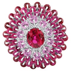 MOISEIKIN 18 Karat White Gold 1.14ct Ruby Cocktail Ring