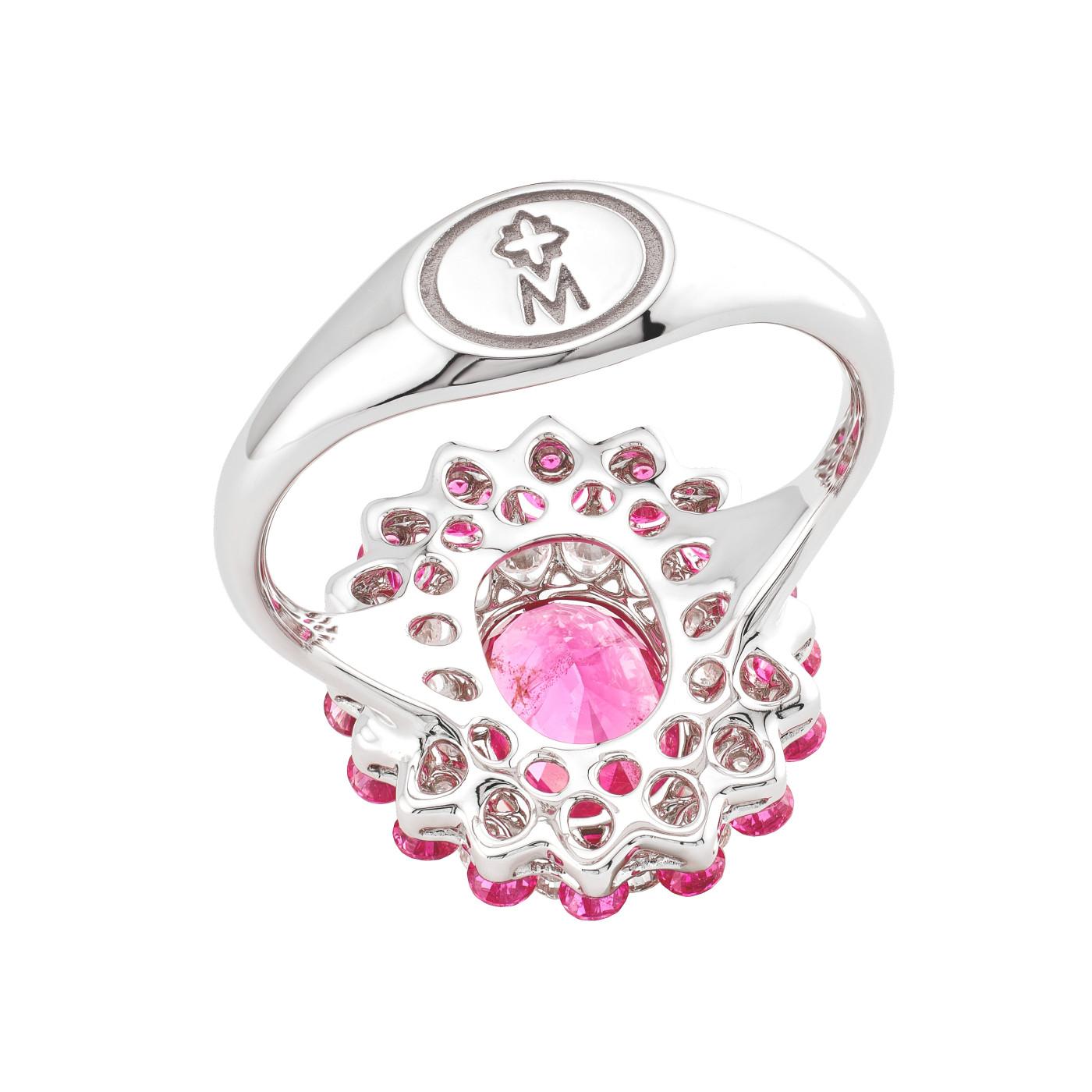Contemporary MOISEIKIN 18 Karat White Gold 2.10ct No Heat Spinel Cocktail Ring For Sale