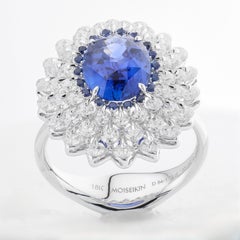 MOISEIKIN 18 Karat White Gold 2.58ct Sapphire Diamond Cocktail Ring