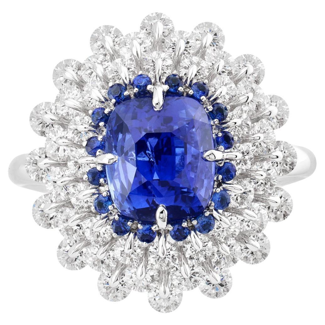 MOISEIKIN 18 Karat Weißgold 3,05ct Saphir Diamant Cocktail Ring