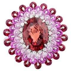 MOISEIKIN 18 Karat White Gold 3.54ct No Heat Ruby Cocktail Ring