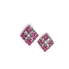 Moiseikin 18 Karat White Gold  Ruby Earrings