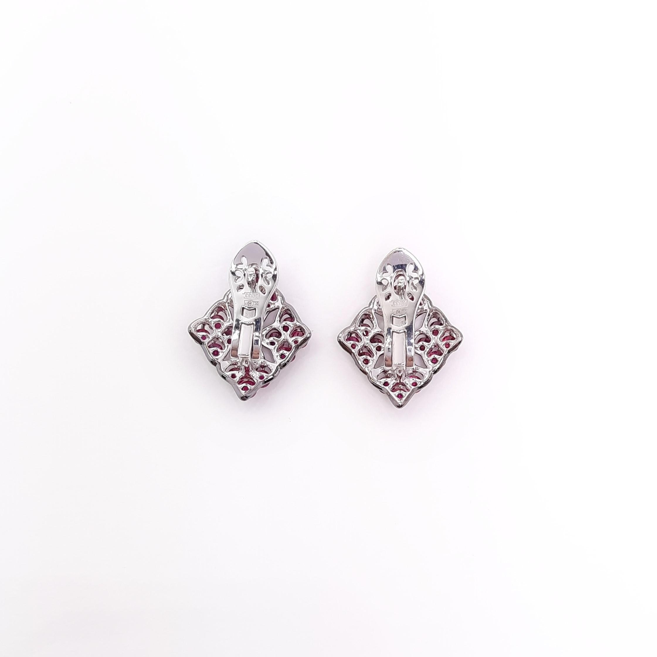 Contemporary Moiseikin 18 Karat White Gold  Ruby Earrings For Sale