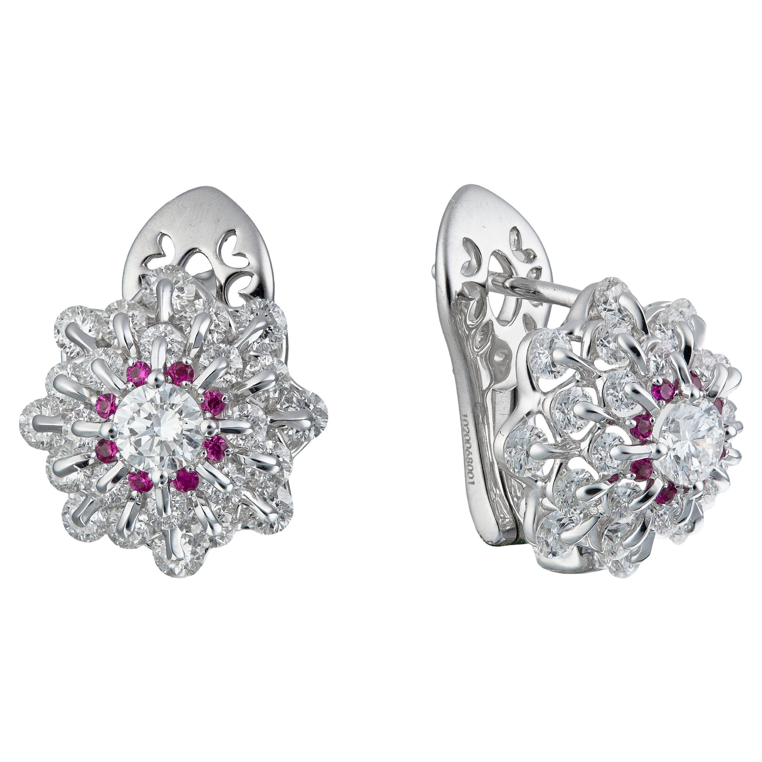 Moiseikin Ohrringe aus 18 Karat Weigold mit Diamanten, Waltzing Brilliance Technology im Angebot