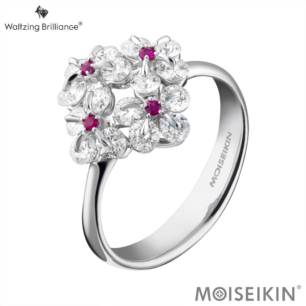 MOISEIKIN 18 Karat White Gold Diamond Flower Ring For Sale