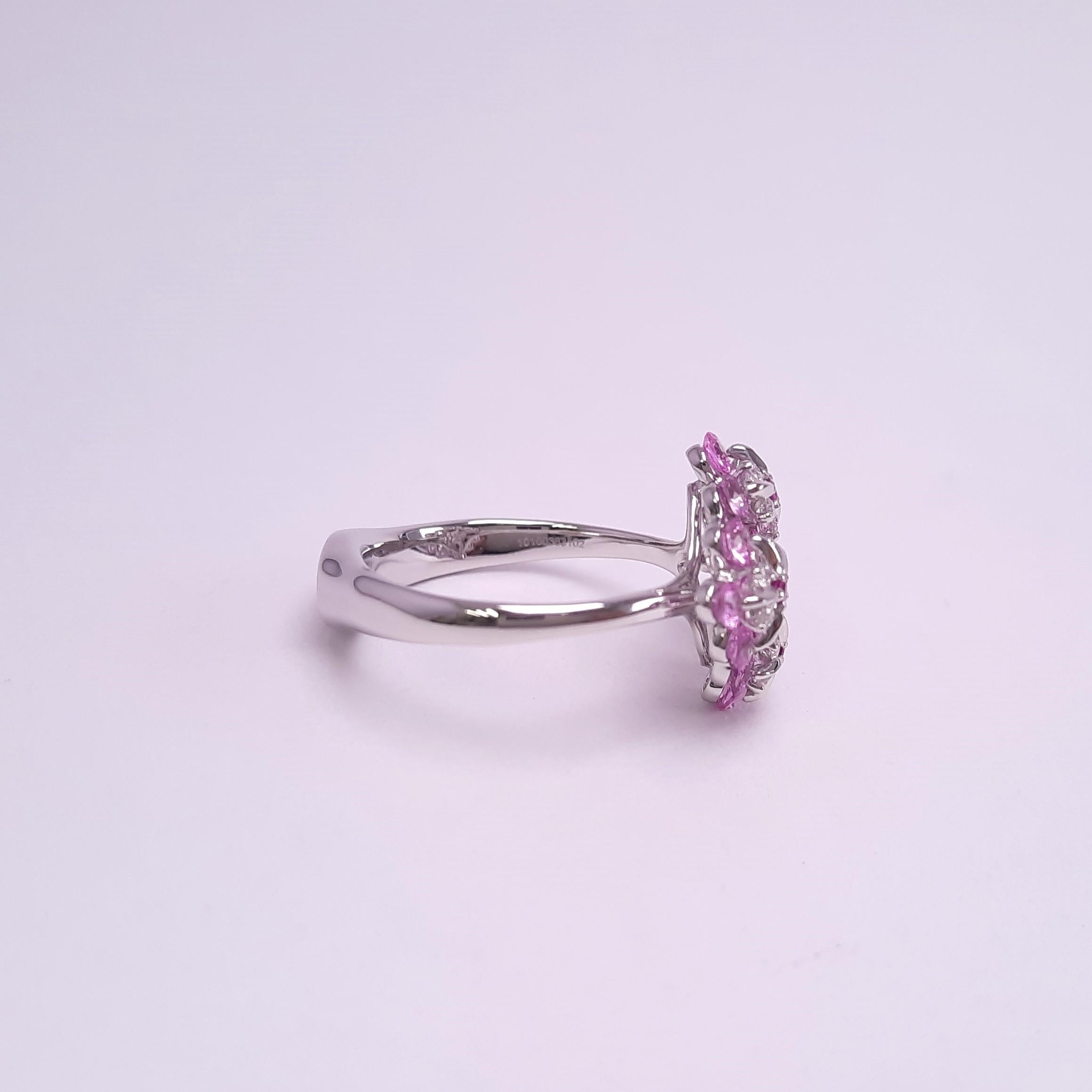 pink sapphire flower ring