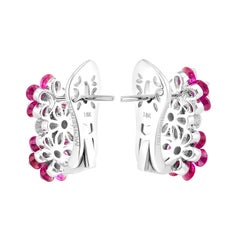 Moiseikin 18 Karat White Gold Diamond Ruby Earrings