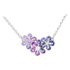 Moiseikin 18 Karat White Gold Fancy Sapphire Diamond Necklace