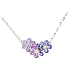 Moiseikin 18 Karat White Gold Fancy Sapphire Diamond Necklace