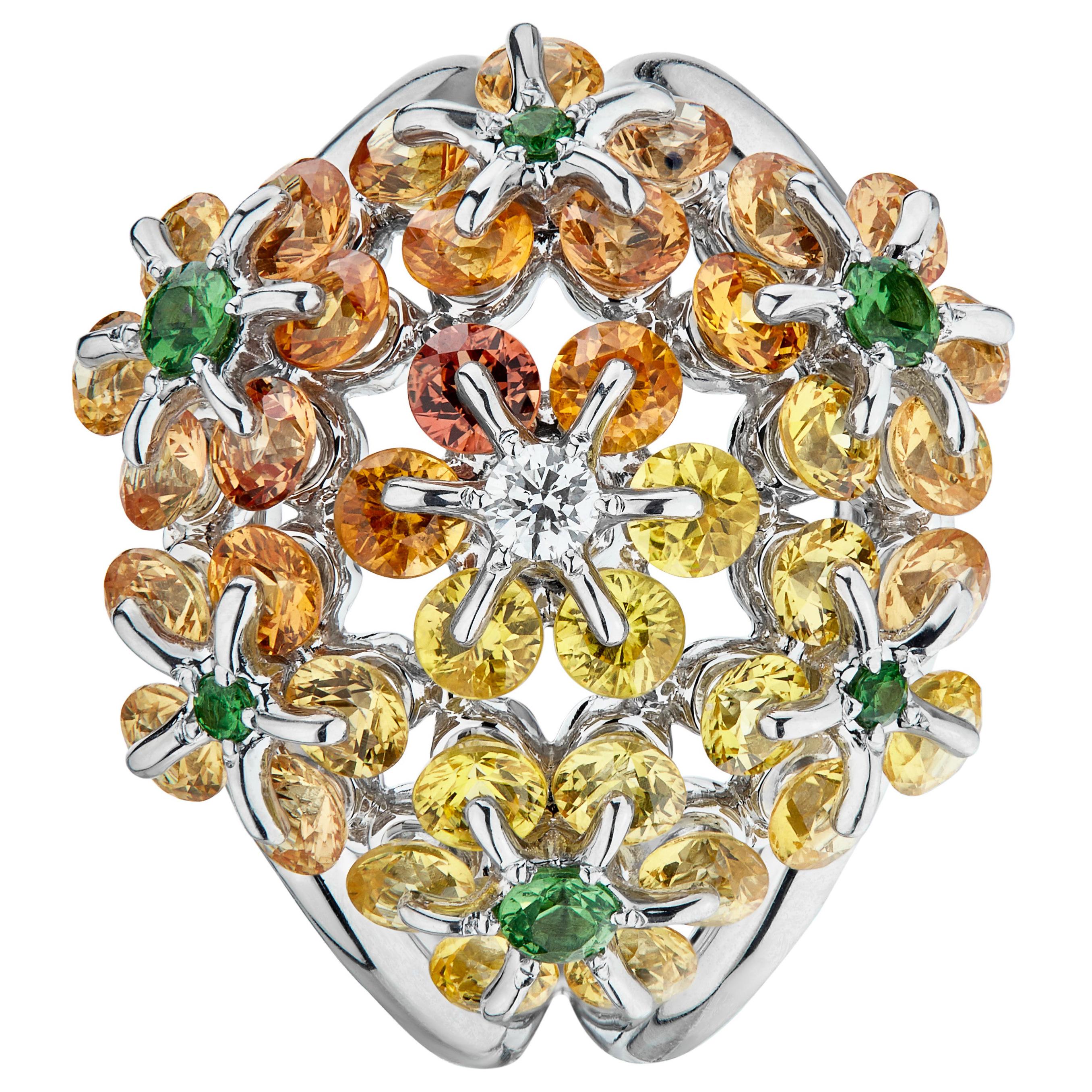 Moiseikin 18 Karat White Gold Fancy Sapphire Diamond Ring