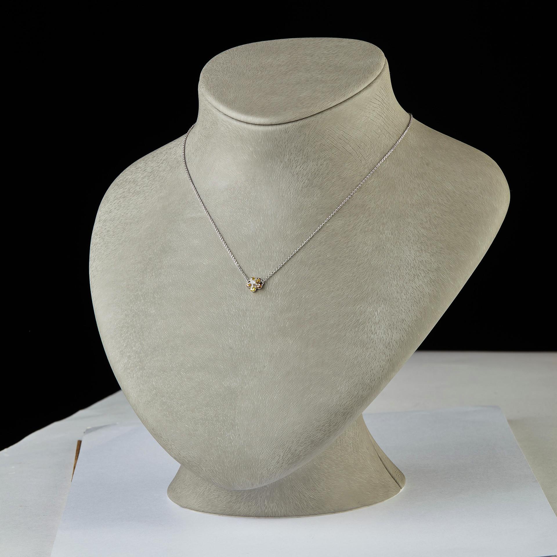 Contemporary Moiseikin 18 Karat White Gold Fancy Yellow Diamond Necklace For Sale