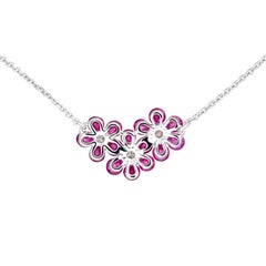 Moiseikin 18 Karat White Gold Innovative Ruby Diamond Necklace