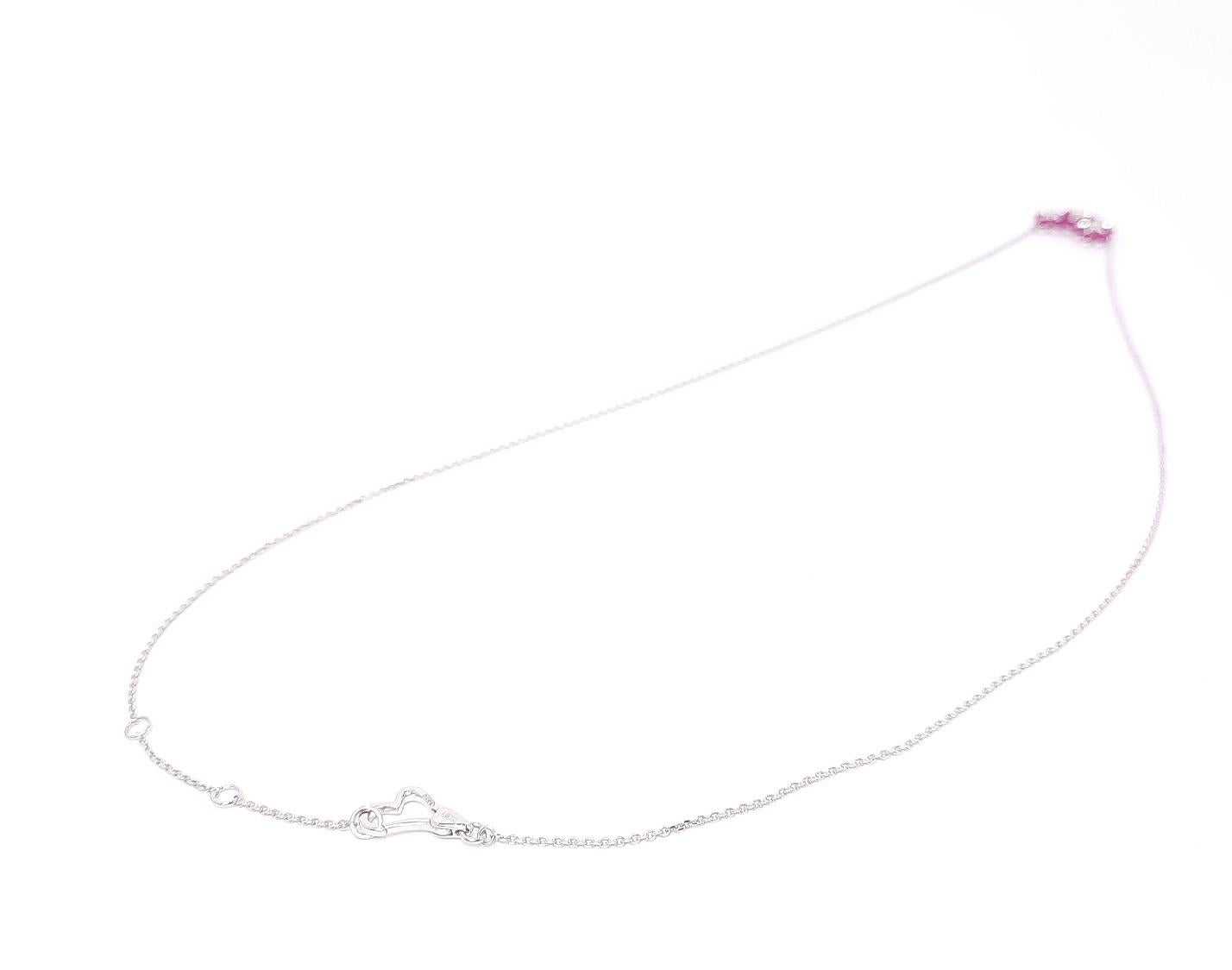 Round Cut Moiseikin 18 Karat White Gold Innovative Ruby Diamond Necklace For Sale