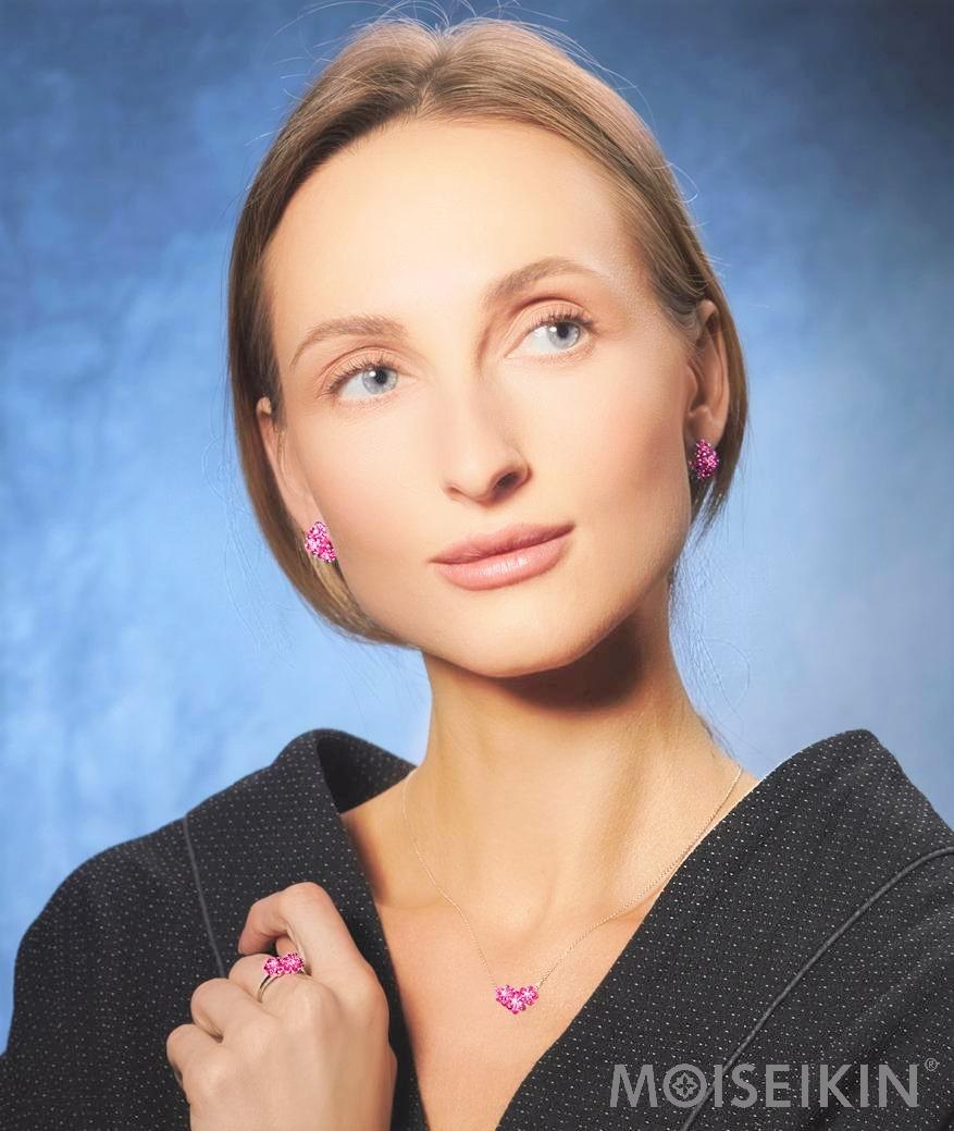 Women's Moiseikin 18 Karat White Gold Innovative Ruby Diamond Necklace For Sale