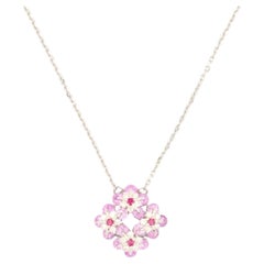 MOISEIKIN Collier floral en or blanc 18 carats avec saphir rose