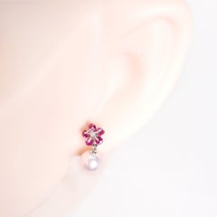 Orecchini Moiseikin in oro bianco 18 carati con rubino AA aa aa