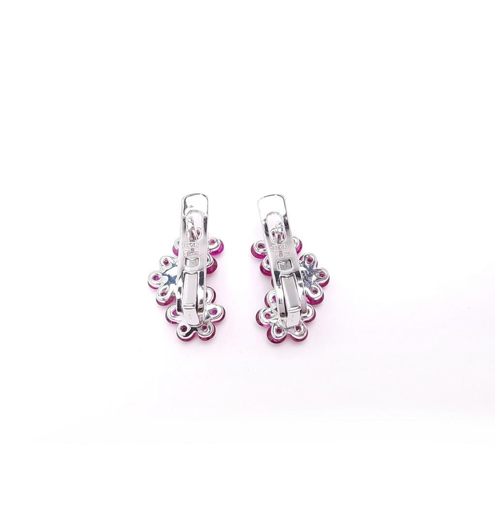 Contemporary Moiseikin 18 Karat White Gold Ruby Diamond Earrings For Sale