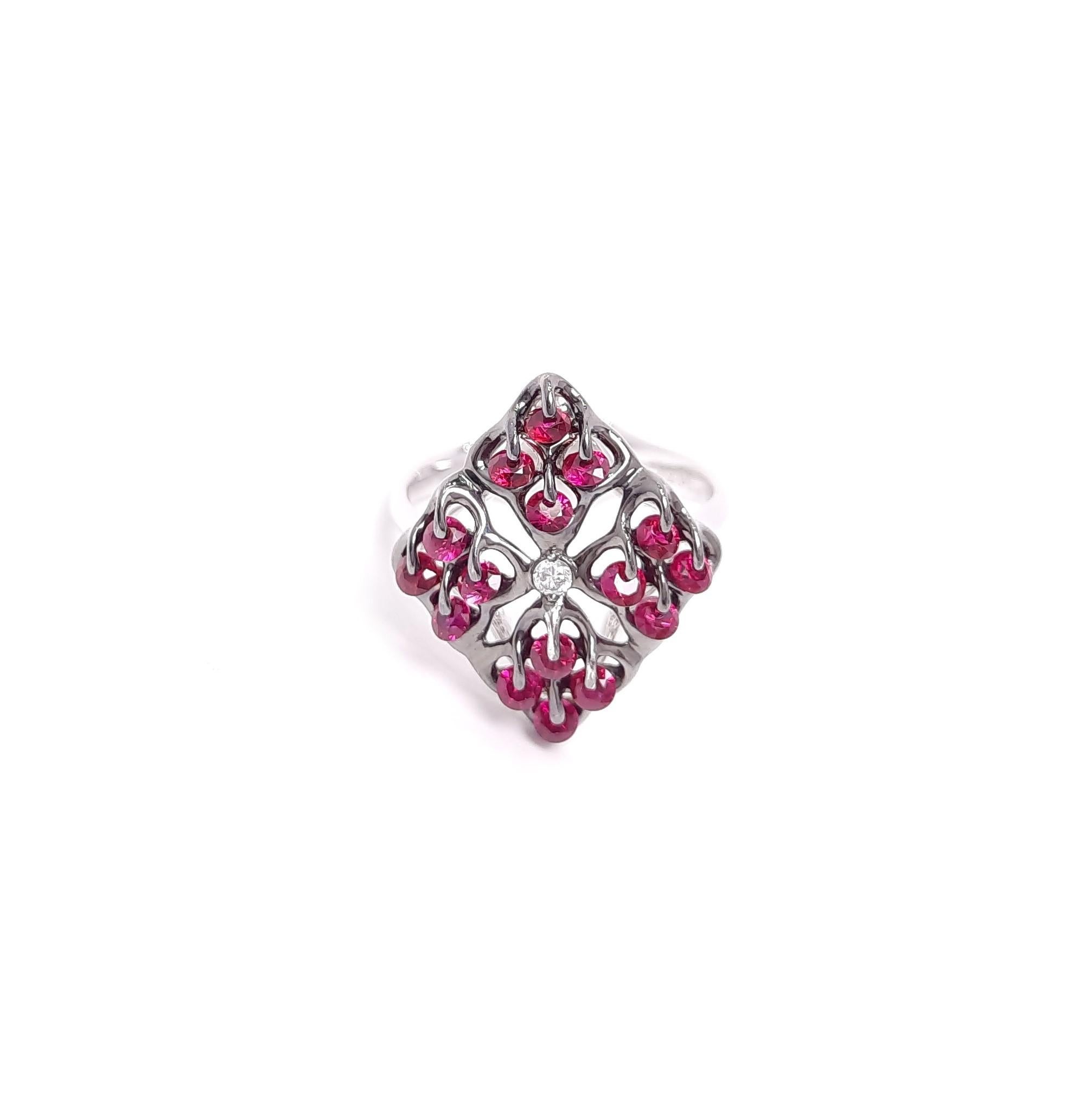 Contemporary Moiseikin 18 Karat White Gold Ruby Ring For Sale